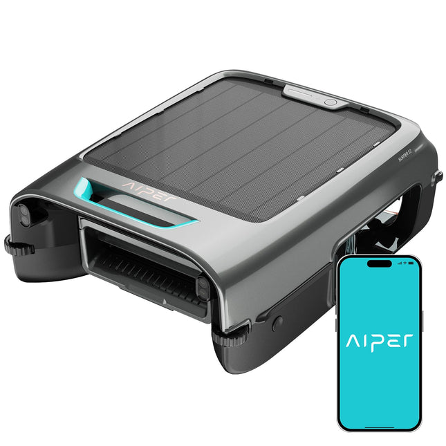 AIPER EcoSurfer S2 Solar Pool Skimmer Robot, Pool Robot Battery with App Control, 24/7 Surface Cleaning, Solar & DC Charging, Intelligent Obstacle Detection, 150 µm Filter, OTA Updates