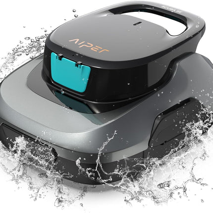 AIPER Kabelloser Poolroboter, Poolsauger Akku mit Doppelantrieb, Selbstparkend, Poolreinigungsroboter, Geeignet für Flache Pools bis zu 80 m2 (Dauer 90 Minuten) - Seagull 800B