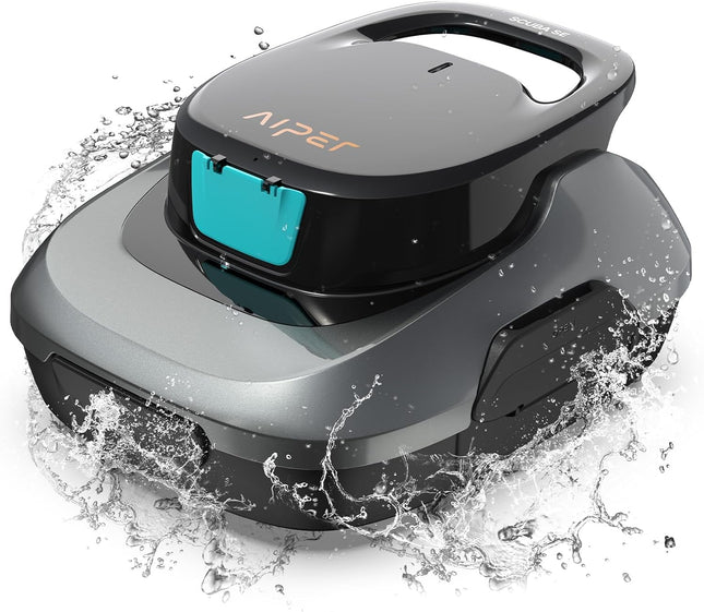 AIPER Kabelloser Poolroboter, Poolsauger Akku mit Doppelantrieb, Selbstparkend, Poolreinigungsroboter, Geeignet für Flache Pools bis zu 80 m2 (Dauer 90 Minuten) - Seagull 800B