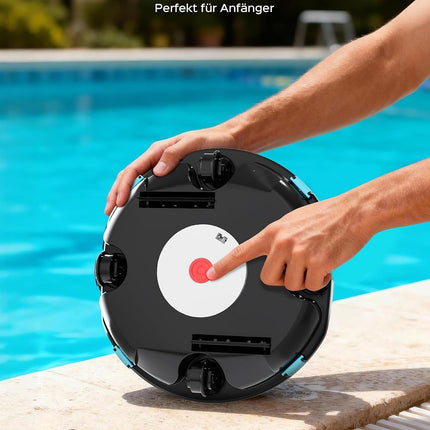 WINNY POOL CLEANER Winny 200 Pool Robot, Wireless Pool Vacuum Cleaner with Battery, 75 Minutes Running Time, for Above Ground Pools up to 60 m², Double Filtration, Automatic Parking, Compact