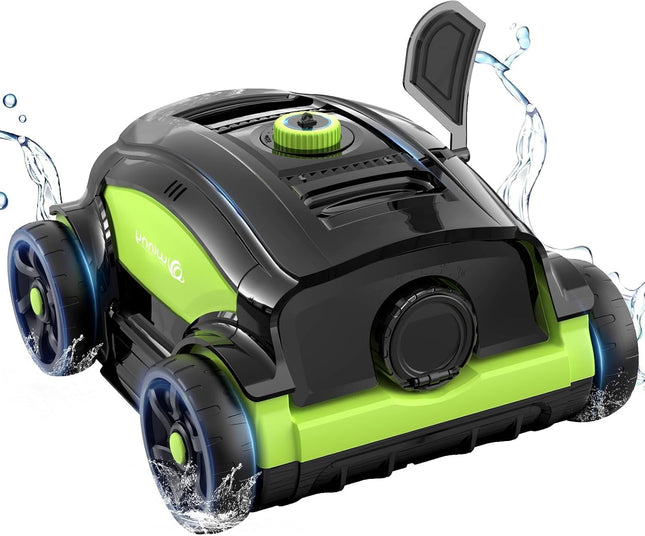 WINNY POOL CLEANER Winny 300II Pool Robot Battery Wireless Pool Vacuum Cleaner Robot, 120 Min, LED Display, Automatic Parking, Pool Cleaner for Flat Floor Above Ground Pool up to 100 m² - Black Green