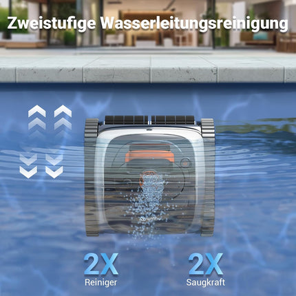 Winny C1 Pool Robot Battery Wall and Floor No Cable, Cleans Floor & Walls, 150 Minutes, Self-Parking, App Control, 150 ㎡ Range, for Ground & Above Ground Pools, Black Orange, White Orange
