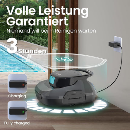AIPER Pool Robot, Cordless Pool Vacuum Cleaner, 90-Min Runtime, Automatic Cleaning with Self-Parking Function, Compact and Lightweight Pool Cleaner, Ideal for Above-Ground Pools