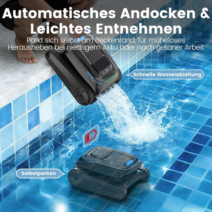 PC10 Pool Robot Floor and Wall, Waterline, 18927LPH Power Cleaner | (2026 Upgrade) Pool Vacuum Cleaner Battery Wireless, Intelligent Navigation, Pool Cleaner for Pools up to 170 ㎡, Black