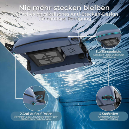 PS100 Solar Pool Skimmer Robot, Wireless Pool Robot | Active solar tracking, app control, 24/7 surface cleaning, 6L filter basket, ultrasonic obstacle detection for all pool