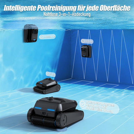 Pool Robot Battery Wireless, Pool Robot Floor and Wall, Waterline, Ultrasonic Detection, Intelligent Navigation (PC200lite)