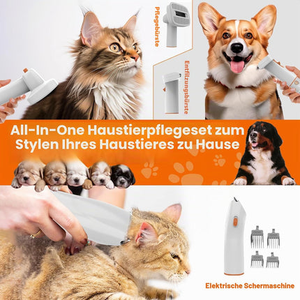 Dog Grooming Vacuum Pet Hair Dog Clipper with Vacuum Cleaner 12000 Pa | PG10 Dog Brush Pet Hair Remover for Dogs Cats Quiet Clipper Dog with Care Tools