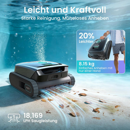 AIPER Scuba S3 Pool Robot Wall and Floor, Waterline Parking Function, Intelligent Sensor Navigation, Lightweight Pool Vacuum Cleaner, Waterline Cleaning, Pool Vacuum Cleaner for Built-in and Above