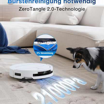 ECOVACS T50 Omni Gen2 Robot Vacuum Cleaner with Mop Function 21,000 Pa, ZeroTangle | Robot Vacuum Cleaner, Extendable Side Brush and Mop, Mop Wash with 75°C Hot Water, All-in-One Station, Silver White