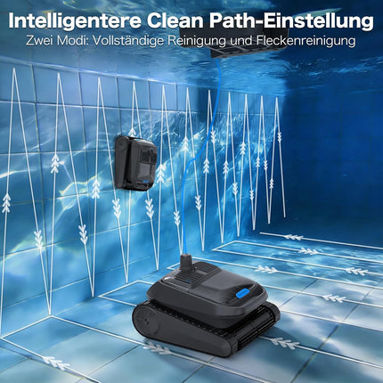 Pool Robot Battery Wireless, Pool Robot Floor and Wall, Waterline, Ultrasonic Detection, Intelligent Navigation (PC200)