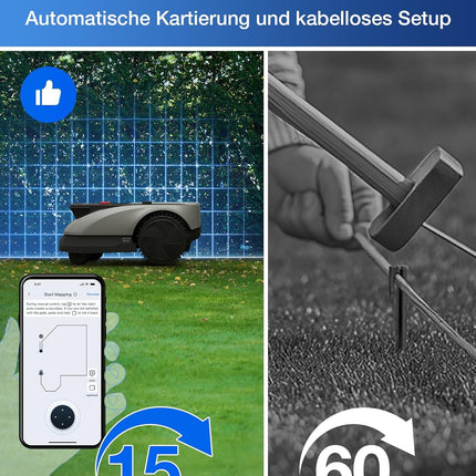 ECOVACS Goat O600 RTK Care Kit Robotic Lawnmower Without Boundary Cable, 600 m², RTK+Vision Navigation, Robotic Lawnmower, AI Obstacle Avoidance, App Control, Passes 0.7 m Narrow Places