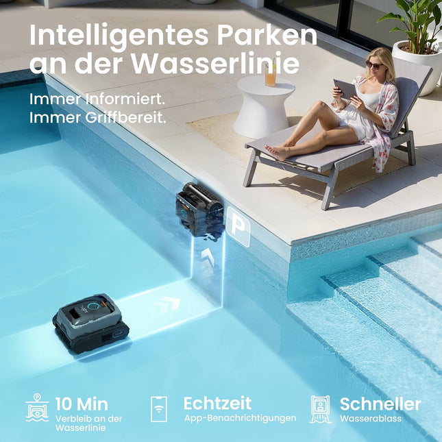 AIPER Scuba S3 Pool Robot Wall and Floor, Waterline Parking Function, Intelligent Sensor Navigation, Lightweight Pool Vacuum Cleaner, Waterline Cleaning, Pool Vacuum Cleaner for Built-in and Above