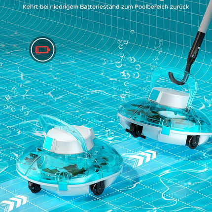 WINNY POOL CLEANER Winny 200 Pool Robot, Wireless Pool Vacuum Cleaner with Battery, 80 Minutes Running Time, for Above Ground Pools up to 60 m², Double Filtration, Automatic Parking, Compact