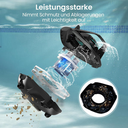 AIPER Seagull SE Pool Robot, Wireless Pool Vacuum Cleaner, Battery, Floor Vacuum Cleaner with 90 Minutes Running Time, Automatic Parking, Dual Drive Motors & LED Indicators for Flat Floor Pool up to 80 m²