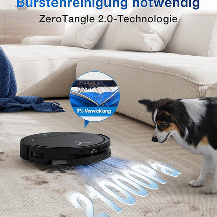 ECOVACS T50 Omni Gen2 Robot Vacuum Cleaner with Mop Function 21,000 Pa, ZeroTangle | Robot Vacuum Cleaner, Extendable Side Brush and Mop, Mop Wash with 75°C Hot Water, All-in-One Station, Silver Black