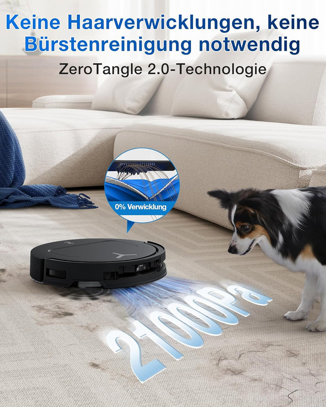 ECOVACS T50 Omni Gen2 Robot Vacuum Cleaner with Mop Function 21,000 Pa, ZeroTangle | Robot Vacuum Cleaner, Extendable Side Brush and Mop, Mop Wash with 75°C Hot Water, All-in-One Station, Silver Black