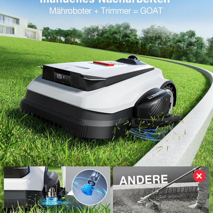 ECOVACS GOAT A1600 LiDAR PRO Care Kit Robotic Lawnmower without Boundary Cable, 1,600 m², 360° Dual LiDAR Navigation, Automatic Mapping, AI 3D Obstacle Avoidance, Super Fast Charging, 50% Incline
