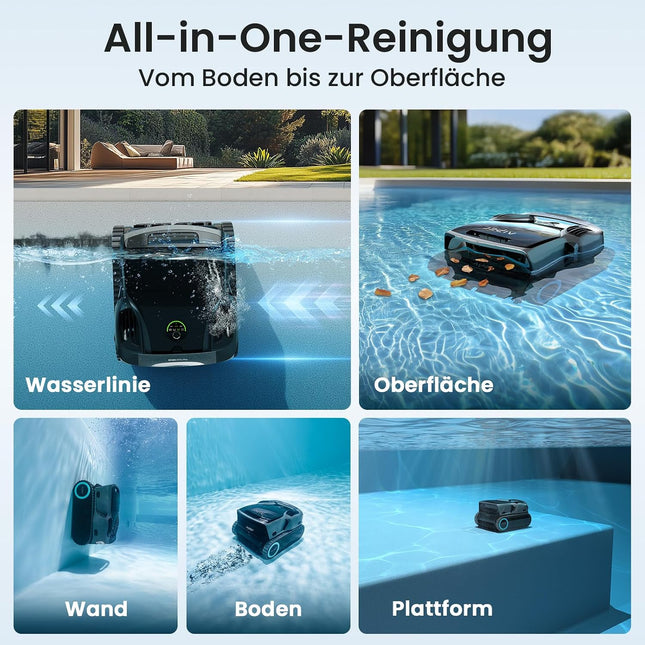 AIPER Scuba X1 Pro Max Pool Robot Floor and Wall, 360° Mapping, Adaptive Route Planning, Water Line, 32000 LPH Power, All-in-One Pool Cleaner Battery for All Recessed Pools up to 300 ㎡