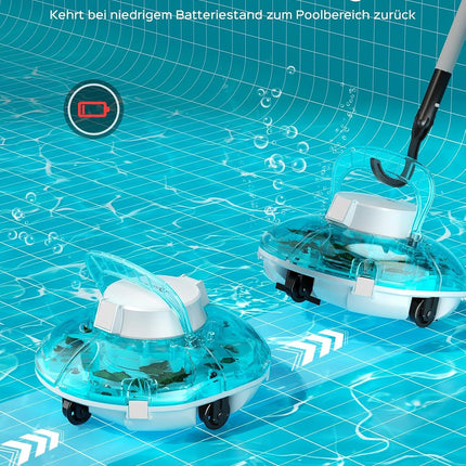 WINNY POOL CLEANER Winny 200 Pool Robot, Wireless Pool Vacuum Cleaner with Battery, 75 Minutes Running Time, for Above Ground Pools up to 60 m², Double Filtration, Automatic Parking, Compact