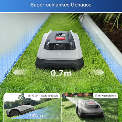 ECOVACS Goat O600 RTK Care Kit Robotic Lawnmower Without Boundary Cable, 600 m², RTK+Vision Navigation, Robotic Lawnmower, AI Obstacle Avoidance, App Control, Passes 0.7 m Narrow Places