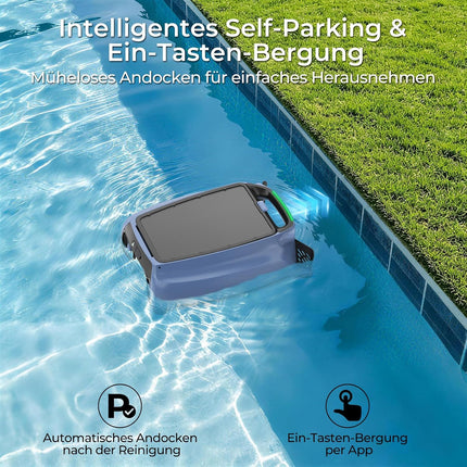 PS100 Solar Pool Skimmer Robot, Wireless Pool Robot | Active solar tracking, app control, 24/7 surface cleaning, 6L filter basket, ultrasonic obstacle detection for all pool