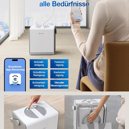ECOVACS WINBOT ‎W2 PRO Omni Window Cleaning Robot with 6-in-1 Multifunctional Station, Charging in Operation, 3-Nozzle Spray Head, 12-Stage Protection, Win-SLAM 4.0 Path Planning, White