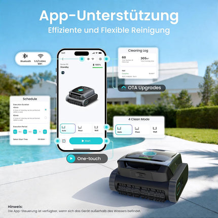 AIPER Scuba S3 Pool Robot Wall and Floor, Waterline Parking Function, Intelligent Sensor Navigation, Lightweight Pool Vacuum Cleaner, Waterline Cleaning, Pool Vacuum Cleaner for Built-in and Above