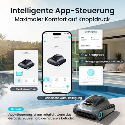 (2026 upgrade) AIPER Scuba S1 pool robot floor and wall, waterline cleaning, double filtration, 270 min runtime, intelligent navigation, app control and OTA updates for built-in and above-ground pools