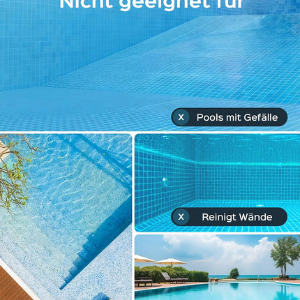 WINNY POOL CLEANER WY1102MAX Wireless Pool Robot Battery, Pool Vacuum Cleaner, Automatic Parking, 180 μm Filtration, with Hooks, 100 Min. Pool Robot Battery, for Flat Floor Above Pools up to 80 m²