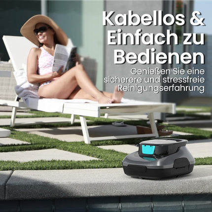 AIPER Pool Robot, Cordless Pool Vacuum Cleaner, 90-Min Runtime, Automatic Cleaning with Self-Parking Function, Compact and Lightweight Pool Cleaner, Ideal for Above-Ground Pools