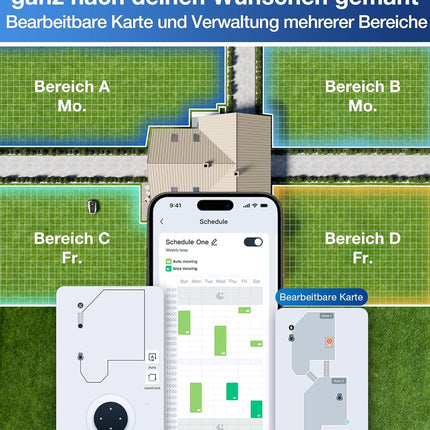 ECOVACS Goat O600 RTK Care Kit Robotic Lawnmower Without Boundary Cable, 600 m², RTK+Vision Navigation, Robotic Lawnmower, AI Obstacle Avoidance, App Control, Passes 0.7 m Narrow Places