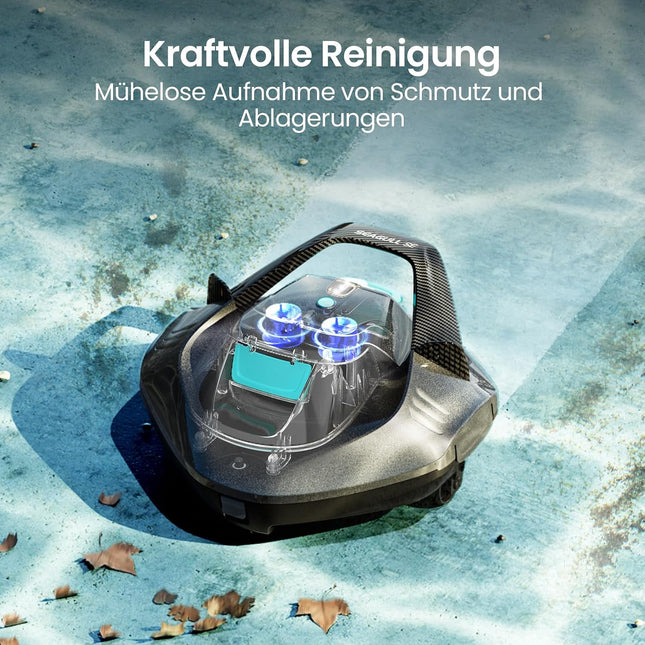 AIPER Seagull SE Pool Robot, Wireless Pool Vacuum Cleaner, Battery, Floor Vacuum Cleaner with 90 Minutes Running Time, Automatic Parking, Dual Drive Motors & LED Indicators for Flat Floor Pool up to 80 m²