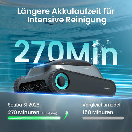 (2026 upgrade) AIPER Scuba S1 pool robot floor and wall, waterline cleaning, double filtration, 270 min runtime, intelligent navigation, app control and OTA updates for built-in and above-ground pools