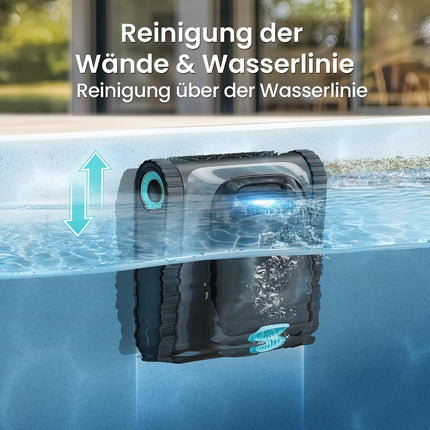 AIPER Scuba S1 (Black) + EcoSurfer S2 - Pool Surface, Floor and Wall, Waterline Cleaning, Double Filtration, Intelligent Navigation, App Control, for Built-in and Above Ground Pools