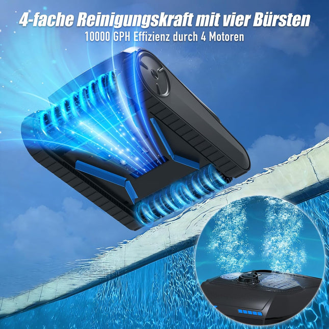 Pool Robot Battery Wireless, Pool Robot Floor and Wall, Waterline, Ultrasonic Detection, Intelligent Navigation (PC200lite)