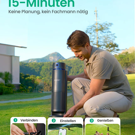 Aiper IrriSense 2 Smart Irrigation System, Multi-Zone Irrigation Device with App Control, Intelligent Scheduling and Rain Sensor for Lawns up to 445 m²