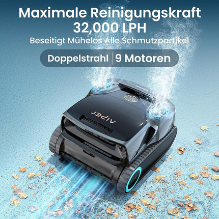 AIPER Scuba X1 Pro Max Pool Robot Floor and Wall, 360° Mapping, Adaptive Route Planning, Water Line, 32000 LPH Power, All-in-One Pool Cleaner Battery for All Recessed Pools up to 300 ㎡