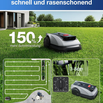 ECOVACS Goat O600 RTK Care Kit Robotic Lawnmower Without Boundary Cable, 600 m², RTK+Vision Navigation, Robotic Lawnmower, AI Obstacle Avoidance, App Control, Passes 0.7 m Narrow Places