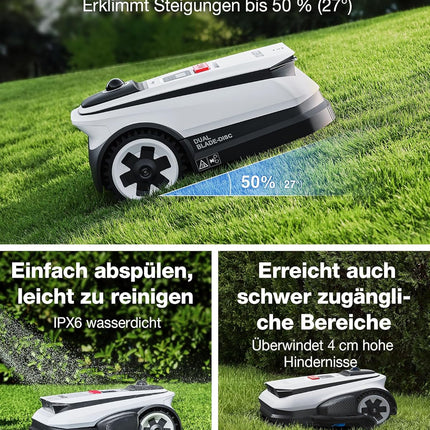 ECOVACS GOAT A1600 LiDAR PRO Care Kit Robotic Lawnmower without Boundary Cable, 1,600 m², 360° Dual LiDAR Navigation, Automatic Mapping, AI 3D Obstacle Avoidance, Super Fast Charging, 50% Incline