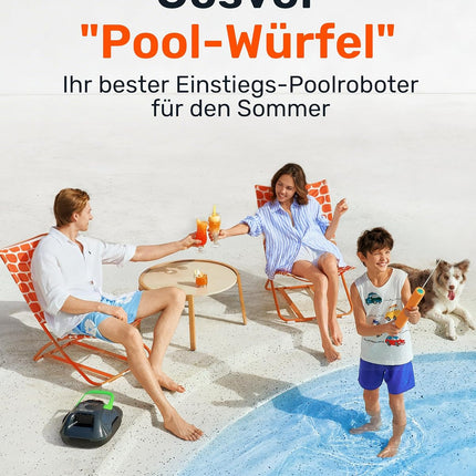 (Upgrade) Gosvor Pool Robot Battery, Up to 7200 LPH Efficient Cleaning with Power Clean Mode, Up to 90 Minutes, 3.4 kg Lightweight, Easy to Use & Maintenance, Pool Vacuum Cleaner for Flat Floors up to 80 m², Green