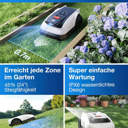 ECOVACS Goat O800 RTK Robotic Lawnmower without Boundary Cable, 800 m², LiDAR-Based RTK+Vision Navigation, Lawn Mower Robot, Car Mapping, Passes 0.7 m Narrow Spots, Precise Edge Mowing