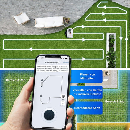 ECOVACS GOAT A1600 LiDAR PRO Care Kit Robotic Lawnmower without Boundary Cable, 1,600 m², 360° Dual LiDAR Navigation, Automatic Mapping, AI 3D Obstacle Avoidance, Super Fast Charging, 50% Incline